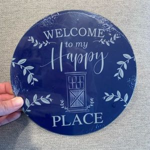 Cutting board - says Welcome to My Happy Place, Navy